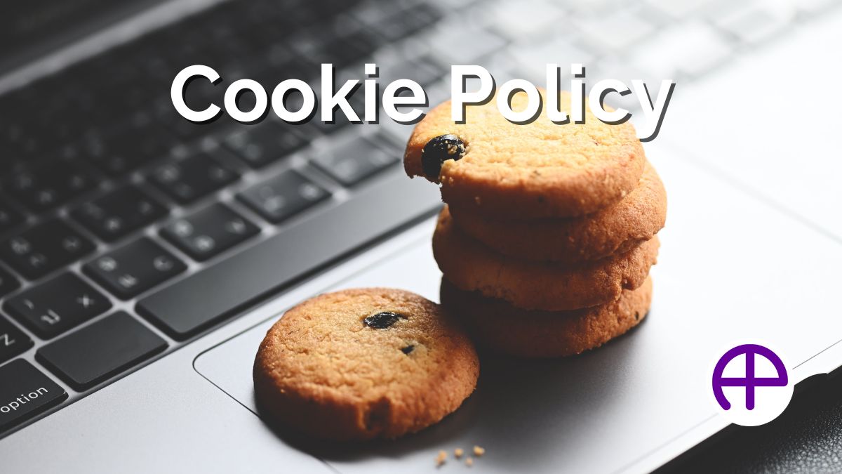 Cookie Policy Illustration: Laptop And Cookies Laptop with stack of cookies - cookie policy (us)