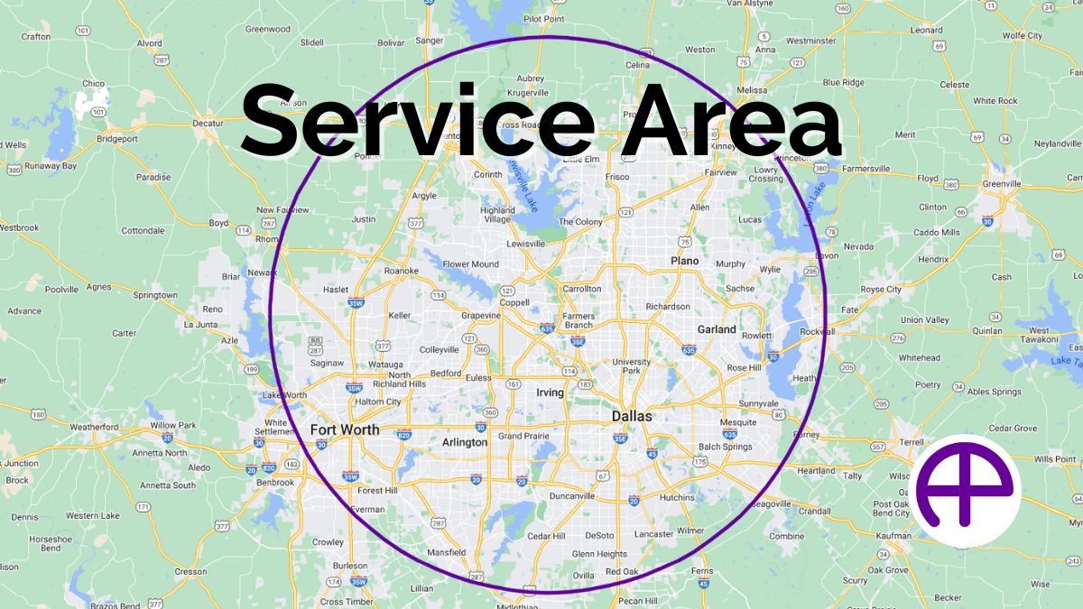 Accuphotography Service Area: Dallas-Fort Worth Region Accuphotography's dallas-fort worth service area map with highlighted dfw metroplex