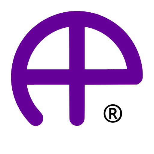Accuphotography logo featuring "ap" letters in a wordmark design with a registered trademark symbol on a white circle background.