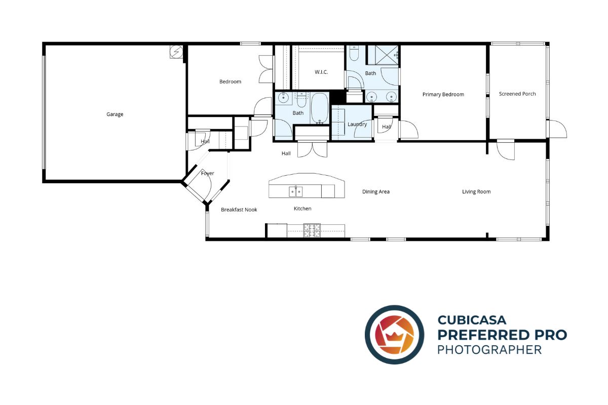 2D Floor Plan Layout For Rental Property Marketing In Dallas, Texas Architectural 2d floor plan rendering generated by a cubicasa preferred pro photographer for a residential property listing.